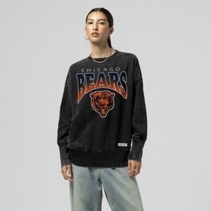 Chicago Bears Mitchell & Ness Black Women's XL Mineral Wash Crewneck Sweatshirt